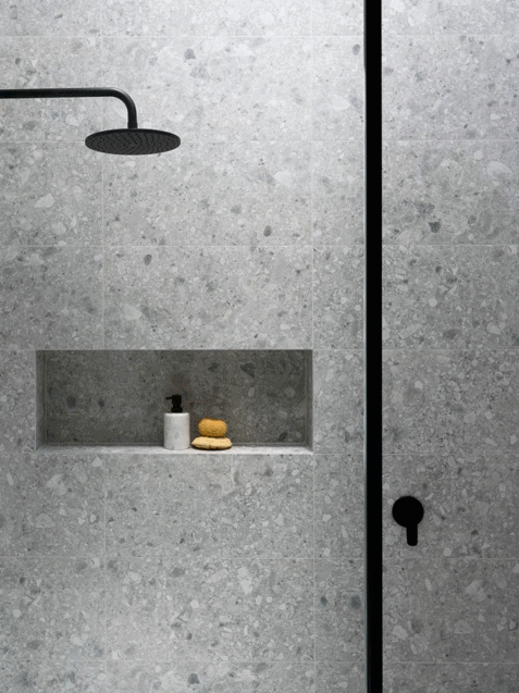 fusion silver terrazzo look tiles